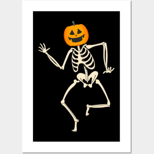 Dancing Funny Skeleton Jack O Lantern Posters and Art